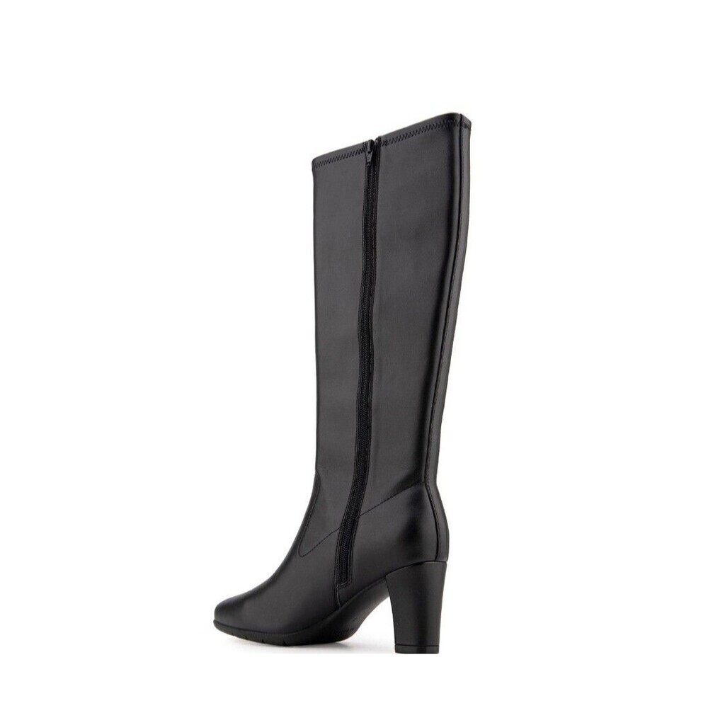 Aerosoles Women Chia Stretch Block Heel Booties Size US 7M Black Faux Leather - Picture 3 of 7